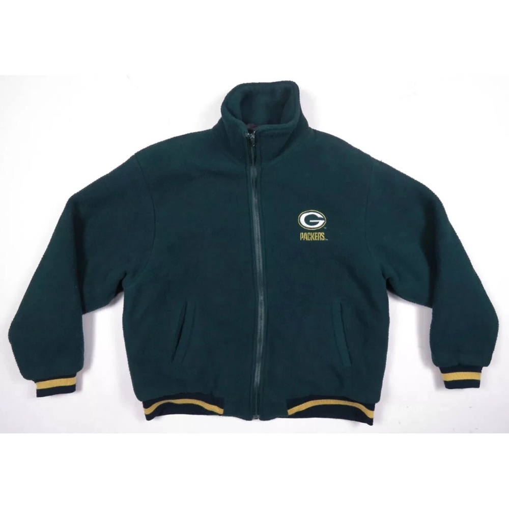 Vintage 90s Green Bay Packets NFL Football Pro Elite Fleece Full Zip Jacket  L